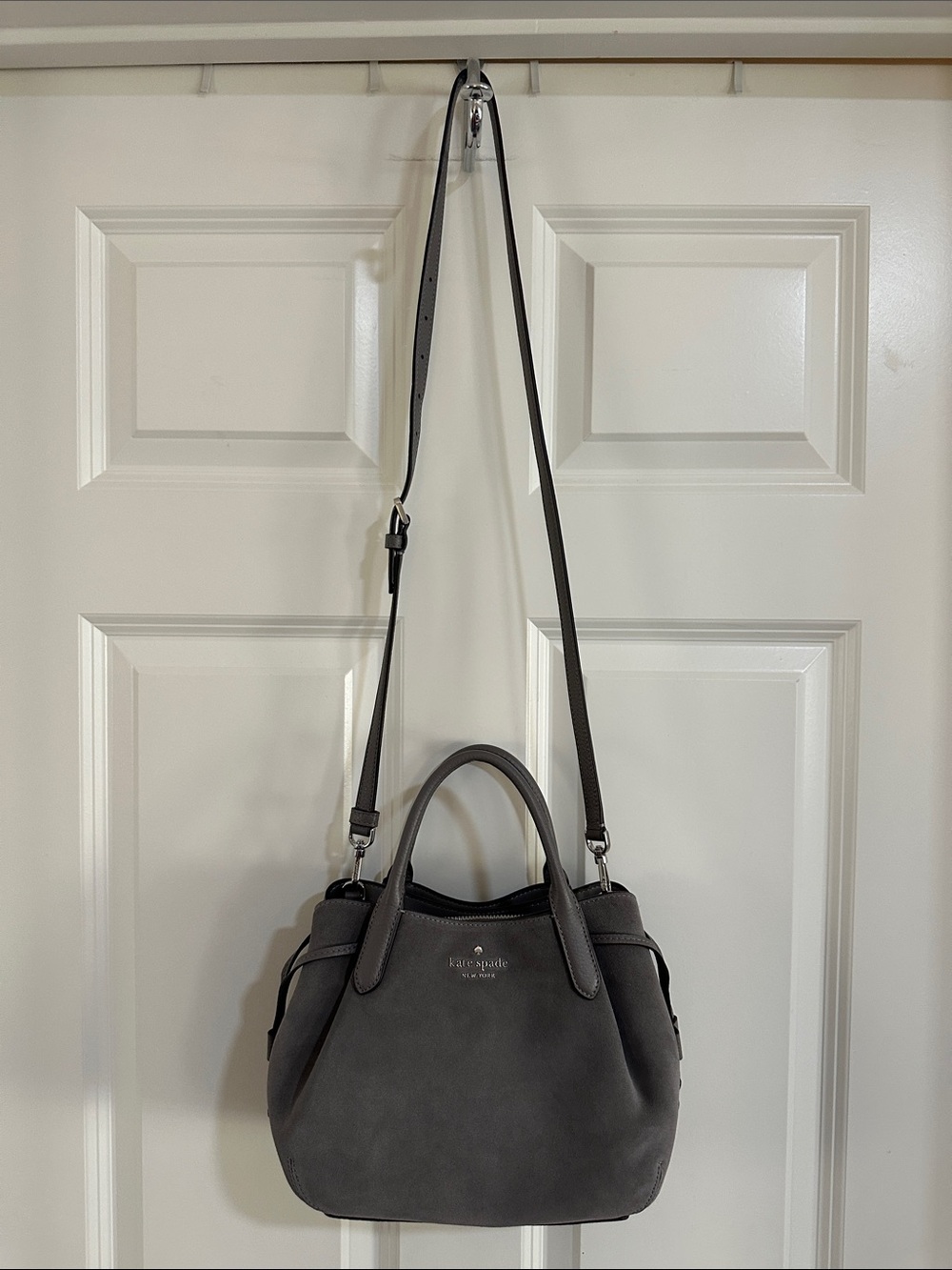 Kate Spade Dumpling Small Satchel Gray Hare Suede, NWOT - Picture 2 of 10